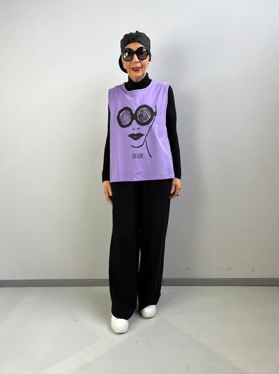 Top mit Druck Lila