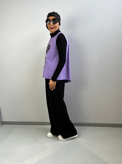 Top mit Druck Lila