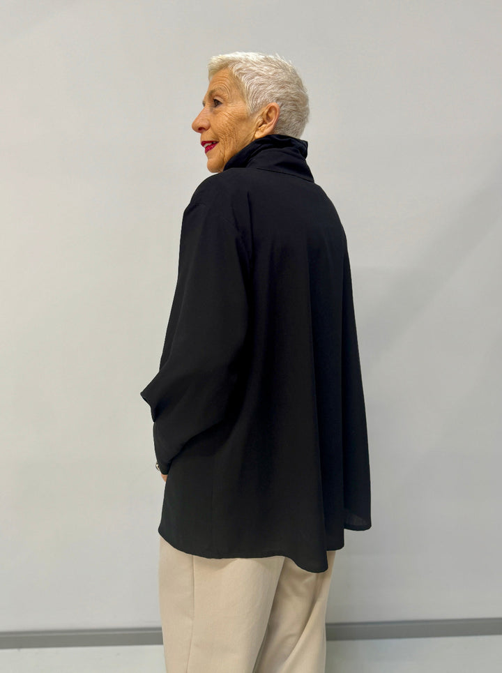 Bluse Schwarz mit Volants