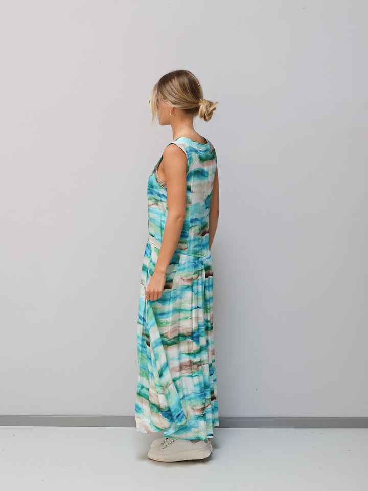 Gemustertes Kleid in Türkis