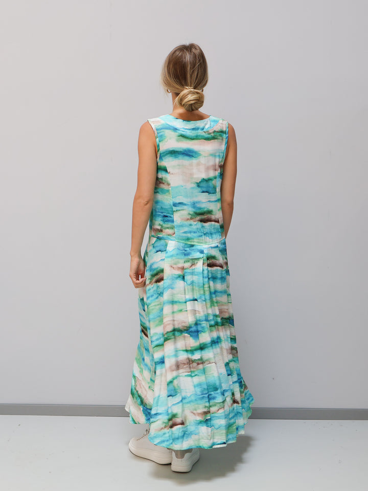 Gemustertes Kleid in Türkis