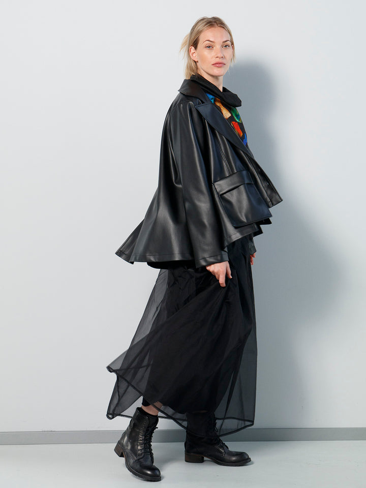 Jacke Veganleder Schwarz