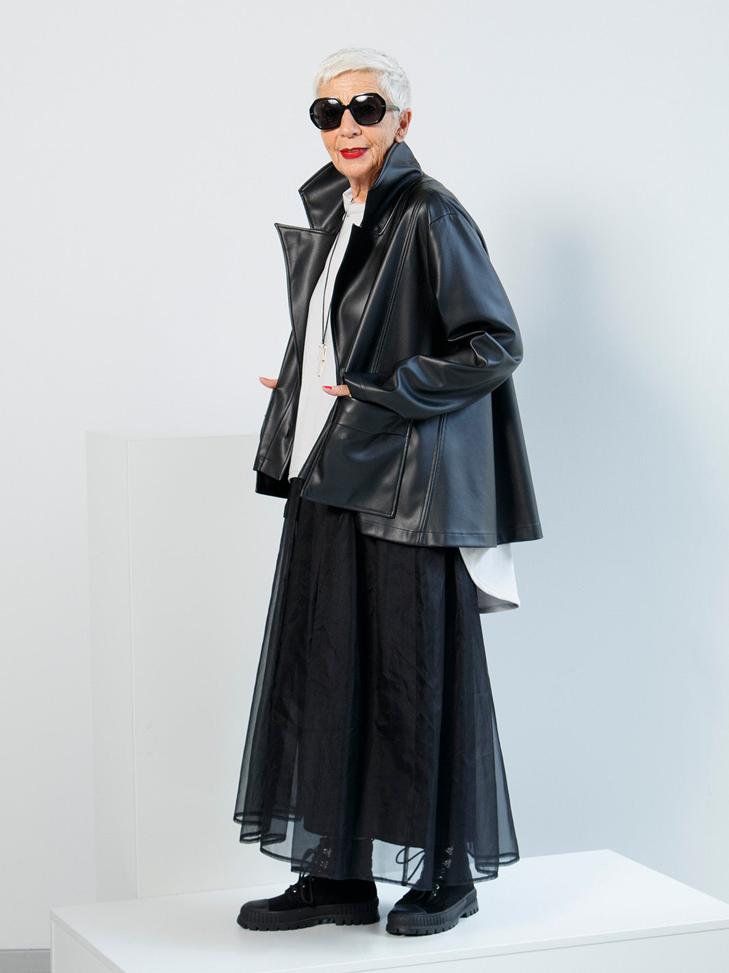 Jacke Veganleder Schwarz