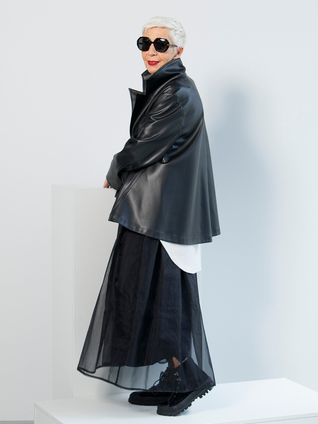 Jacke Veganleder Schwarz
