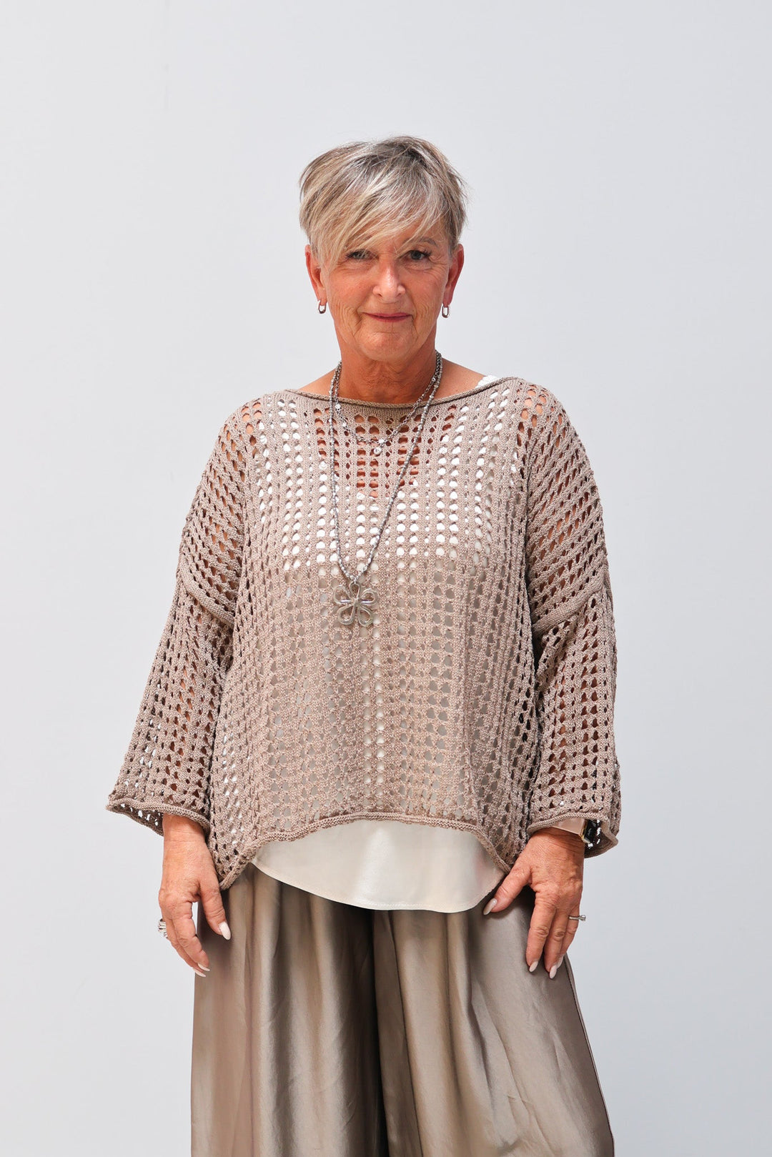 Leichter Strickpullover Elisa taupe