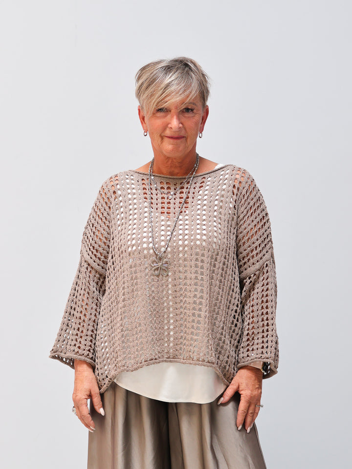 Leichter Strickpullover Elisa taupe