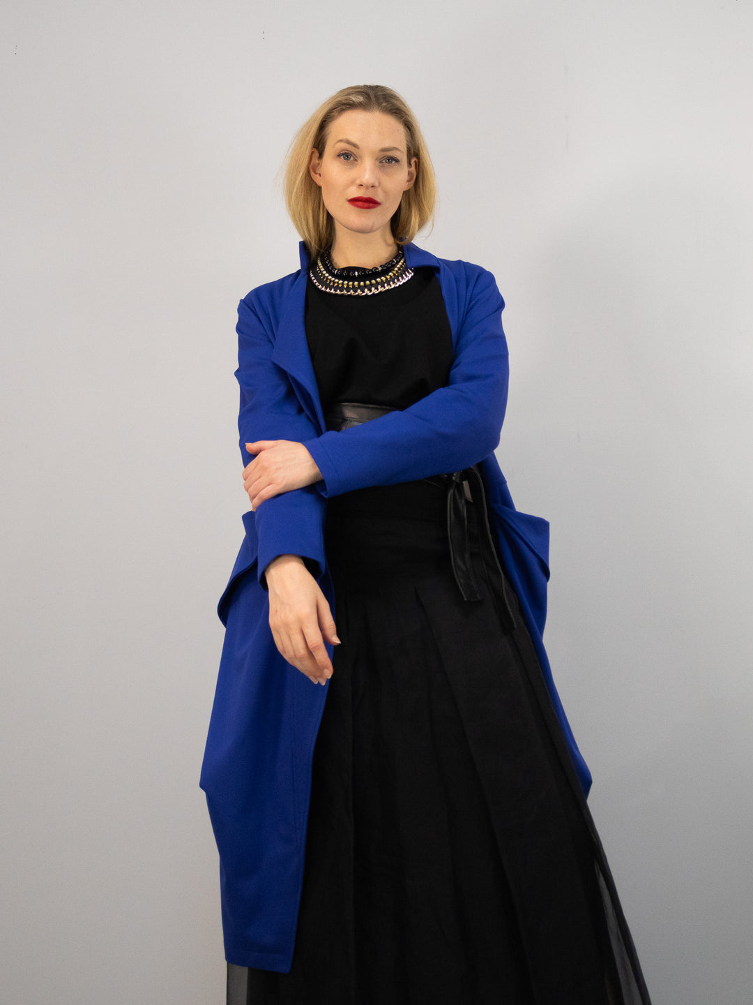 Mantel Schwarz & Blau