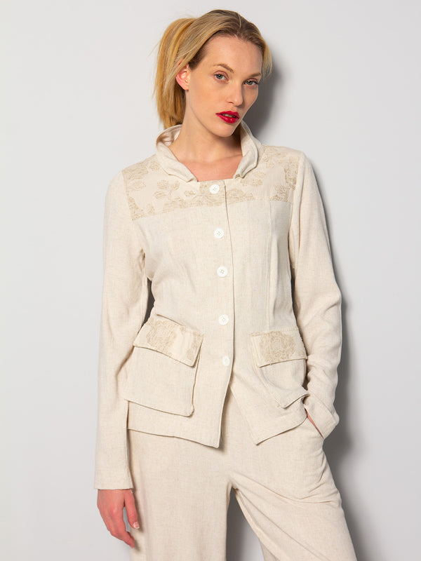 Jacke Creme mit Taschen